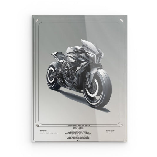 Ein Mockup von einem Acrylglasbild mit einem Motorrad.