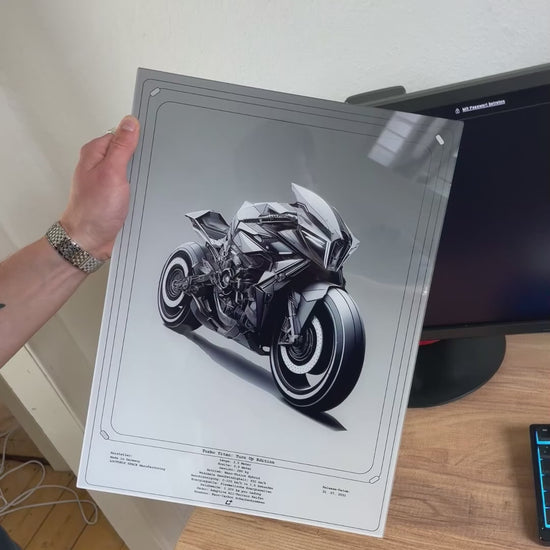 Ein Acryglasbild von Lootdrop wird mit Magnofix an einer Wand über einem Gaming setup angebracht.